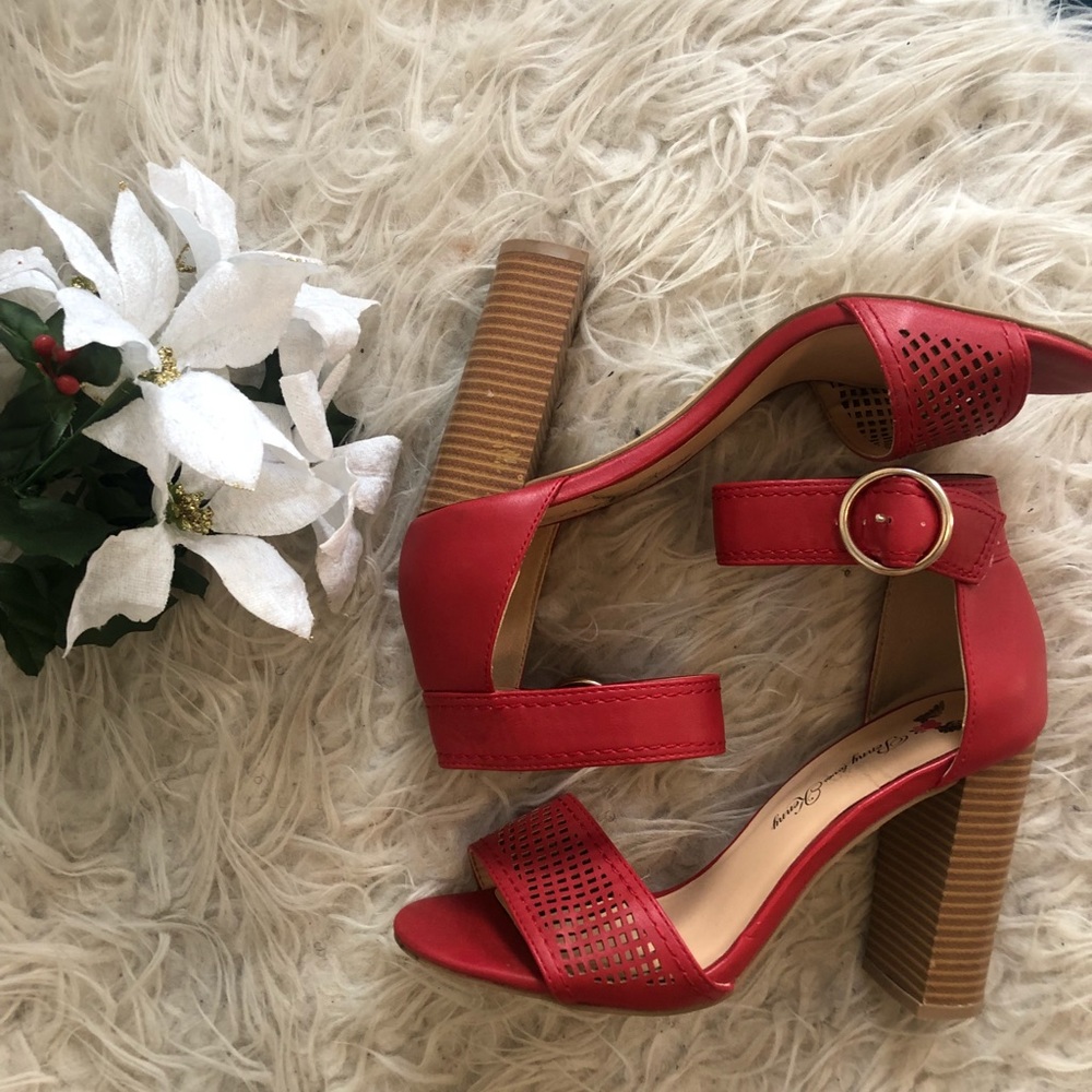 Red high heeled shoes